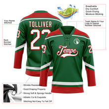 Load image into Gallery viewer, Custom Kelly Green White-Red Hockey Lace Neck Jersey
