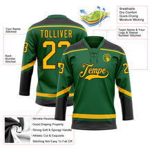 Laden Sie das Bild in den Galerie-Viewer, Custom Kelly Green Gold-Black Hockey Lace Neck Jersey
