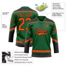 Laden Sie das Bild in den Galerie-Viewer, Custom Kelly Green Orange-Black Hockey Lace Neck Jersey
