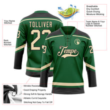 Load image into Gallery viewer, Custom Kelly Green City Cream-Black Hockey Lace Neck Jersey
