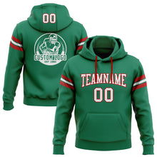 Load image into Gallery viewer, Custom Stitched Kelly Green White-Red Football Pullover Sweatshirt Hoodie
