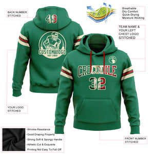 Custom Stitched Kelly Green Vintage Mexican Flag Cream-Red Football Pullover Sweatshirt Hoodie