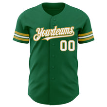 Laden Sie das Bild in den Galerie-Viewer, Custom Kelly Green White-Old Gold Authentic Baseball Jersey
