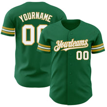 Laden Sie das Bild in den Galerie-Viewer, Custom Kelly Green White-Old Gold Authentic Baseball Jersey
