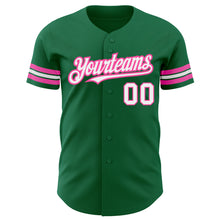 Laden Sie das Bild in den Galerie-Viewer, Custom Kelly Green White-Pink Authentic Baseball Jersey
