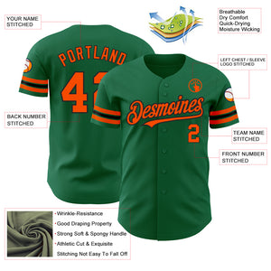 Custom Kelly Green Orange-Black Authentic Baseball Jersey