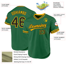 Load image into Gallery viewer, Custom Kelly Green Black-Gold Authentic Throwback Baseball Jersey
