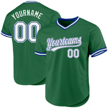 Load image into Gallery viewer, Custom Kelly Green White-Royal Authentic Throwback Baseball Jersey
