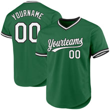 Load image into Gallery viewer, Custom Kelly Green White-Black Authentic Throwback Baseball Jersey
