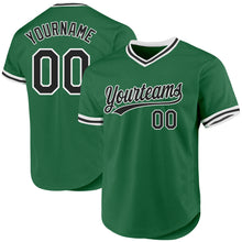 Load image into Gallery viewer, Custom Kelly Green Black-White Authentic Throwback Baseball Jersey
