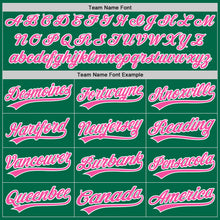 Load image into Gallery viewer, Custom Kelly Green Pink-White Authentic Throwback Baseball Jersey
