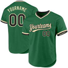 Load image into Gallery viewer, Custom Kelly Green Black-Cream Authentic Throwback Baseball Jersey
