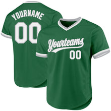 Load image into Gallery viewer, Custom Kelly Green White-Gray Authentic Throwback Baseball Jersey

