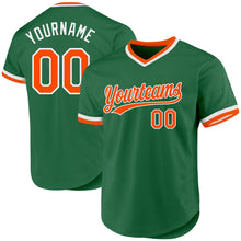 Load image into Gallery viewer, Custom Kelly Green Orange-White Authentic Throwback Baseball Jersey
