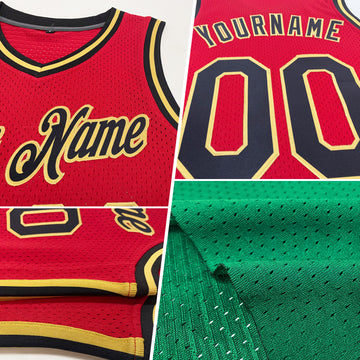 Custom Kelly Green White-Red Authentic Throwback Basketball Jersey