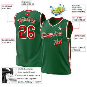 Custom Kelly Green Red-White Authentic Throwback Basketball Jersey