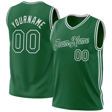 Custom Kelly Green White Authentic Throwback Basketball Jersey