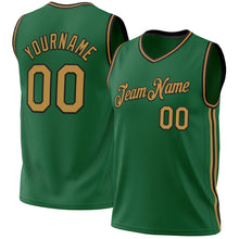 Load image into Gallery viewer, Custom Kelly Green Old Gold-Black Authentic Throwback Basketball Jersey
