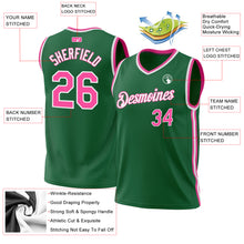 Load image into Gallery viewer, Custom Kelly Green Pink-White Authentic Throwback Basketball Jersey
