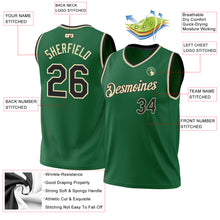 Load image into Gallery viewer, Custom Kelly Green Black-Cream Authentic Throwback Basketball Jersey
