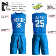 Load image into Gallery viewer, Custom Blue White Round Neck Suit Basketball Jersey

