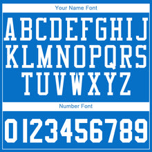 Load image into Gallery viewer, Custom Blue White Round Neck Suit Basketball Jersey
