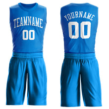 Load image into Gallery viewer, Custom Blue White Round Neck Suit Basketball Jersey
