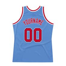 Laden Sie das Bild in den Galerie-Viewer, Custom Light Blue Red-Navy Authentic Throwback Basketball Jersey
