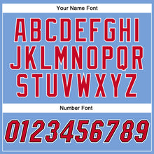 Load image into Gallery viewer, Custom Light Blue Red-Black Authentic Throwback Basketball Jersey
