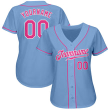 Load image into Gallery viewer, Custom Light Blue Pink-White Authentic Baseball Jersey
