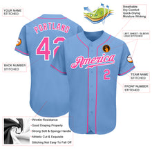 Laden Sie das Bild in den Galerie-Viewer, Custom Light Blue Pink-White Authentic Baseball Jersey

