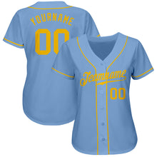 Laden Sie das Bild in den Galerie-Viewer, Custom Light Blue Gold Authentic Baseball Jersey
