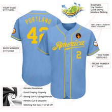 Laden Sie das Bild in den Galerie-Viewer, Custom Light Blue Gold Authentic Baseball Jersey
