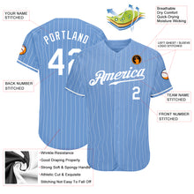Load image into Gallery viewer, Custom Light Blue White Pinstripe White Authentic Baseball Jersey
