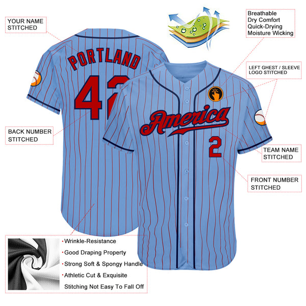 red pinstripe jersey