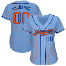 Laden Sie das Bild in den Galerie-Viewer, Custom Light Blue Orange Pinstripe Orange-Royal Authentic Baseball Jersey
