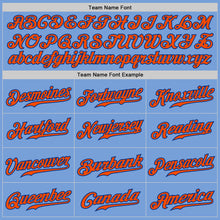 Laden Sie das Bild in den Galerie-Viewer, Custom Light Blue Orange Pinstripe Orange-Royal Authentic Baseball Jersey
