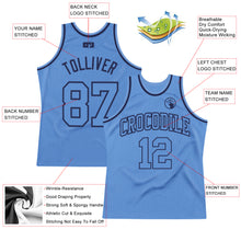 Laden Sie das Bild in den Galerie-Viewer, Custom Light Blue Light Blue-Navy Authentic Throwback Basketball Jersey
