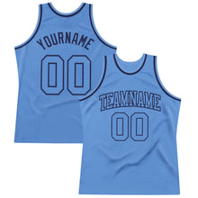 Laden Sie das Bild in den Galerie-Viewer, Custom Light Blue Light Blue-Navy Authentic Throwback Basketball Jersey
