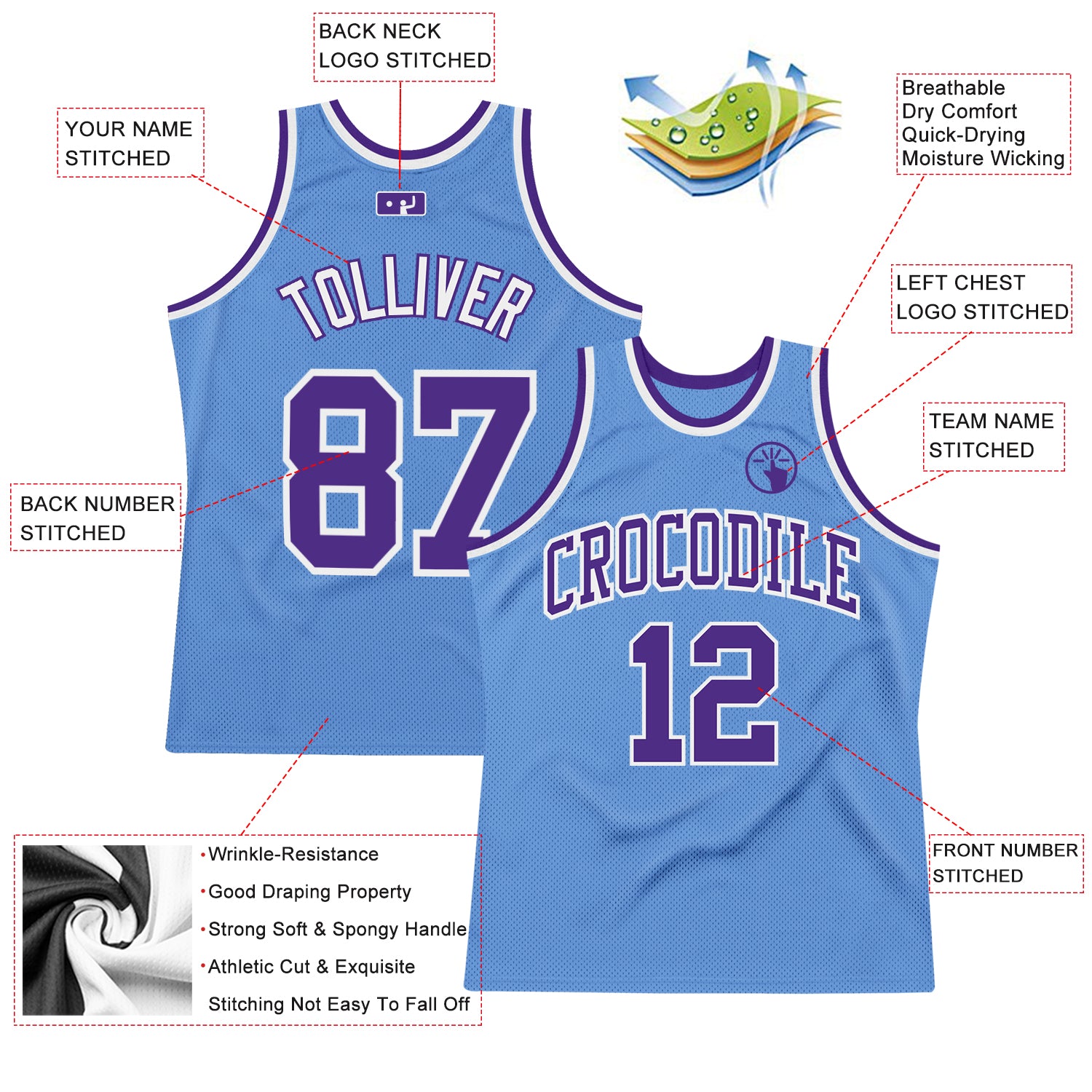 Custom Basketball Jersey Please tell Personalized Team Name and Number  after buy