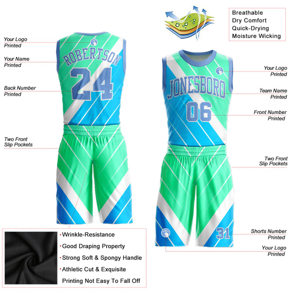 Cheap Custom Green Aqua-Black Round Neck Sublimation Basketball Suit Jersey  Free Shipping – CustomJerseysPro