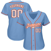 Laden Sie das Bild in den Galerie-Viewer, Custom Light Blue White-Orange Authentic Baseball Jersey
