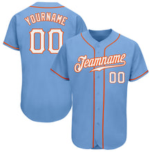 Laden Sie das Bild in den Galerie-Viewer, Custom Light Blue White-Orange Authentic Baseball Jersey
