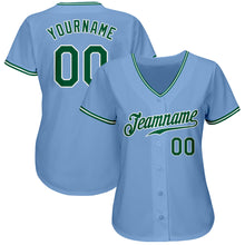 Laden Sie das Bild in den Galerie-Viewer, Custom Light Blue Kelly Green-White Authentic Baseball Jersey
