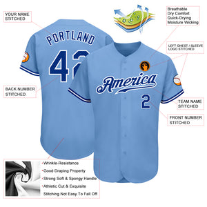 Custom Light Blue Royal-White Authentic Baseball Jersey