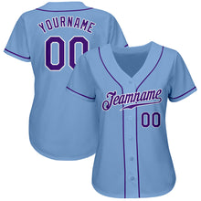 Charger l&#39;image dans la galerie, Custom Light Blue Purple-White Authentic Baseball Jersey
