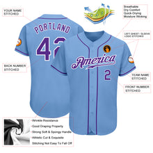 Charger l&#39;image dans la galerie, Custom Light Blue Purple-White Authentic Baseball Jersey
