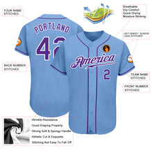 Laden Sie das Bild in den Galerie-Viewer, Custom Light Blue Purple-White Authentic Baseball Jersey
