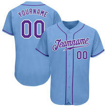 Charger l&#39;image dans la galerie, Custom Light Blue Purple-White Authentic Baseball Jersey
