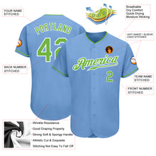 Load image into Gallery viewer, Custom Light Blue Neon Green-White Authentic Baseball Jersey
